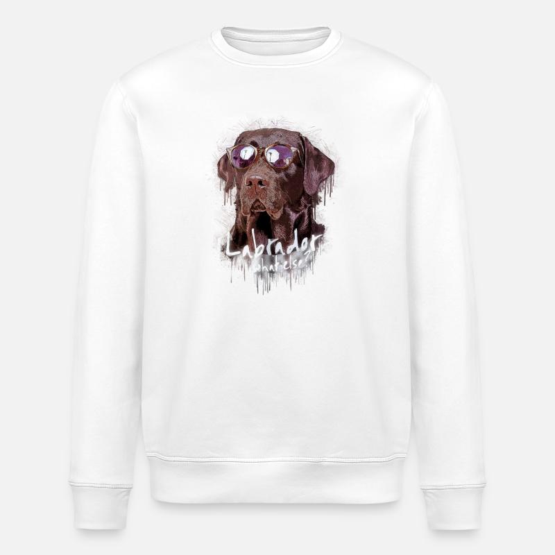 Labrador mit Sonnenbrille - Stanley/Stella Unisex Bio-Sweatshirt ROLLER - Weiß