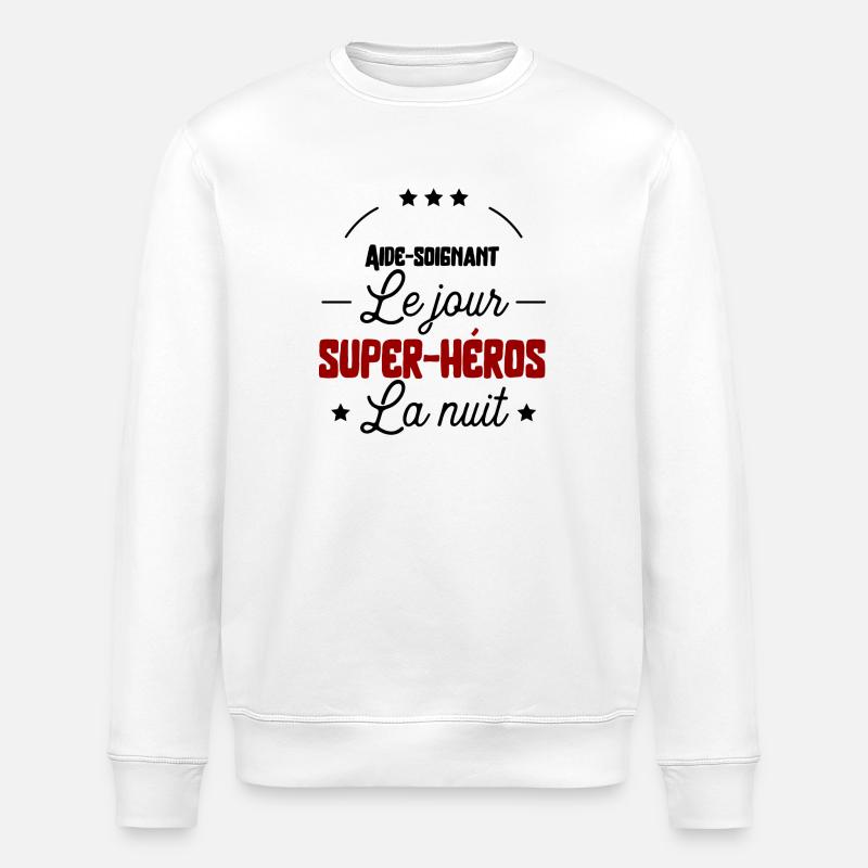 Super héros Aide-soignant cadeau - Sweat bio ROLLER Stanley/Stella Unisexe - blanc