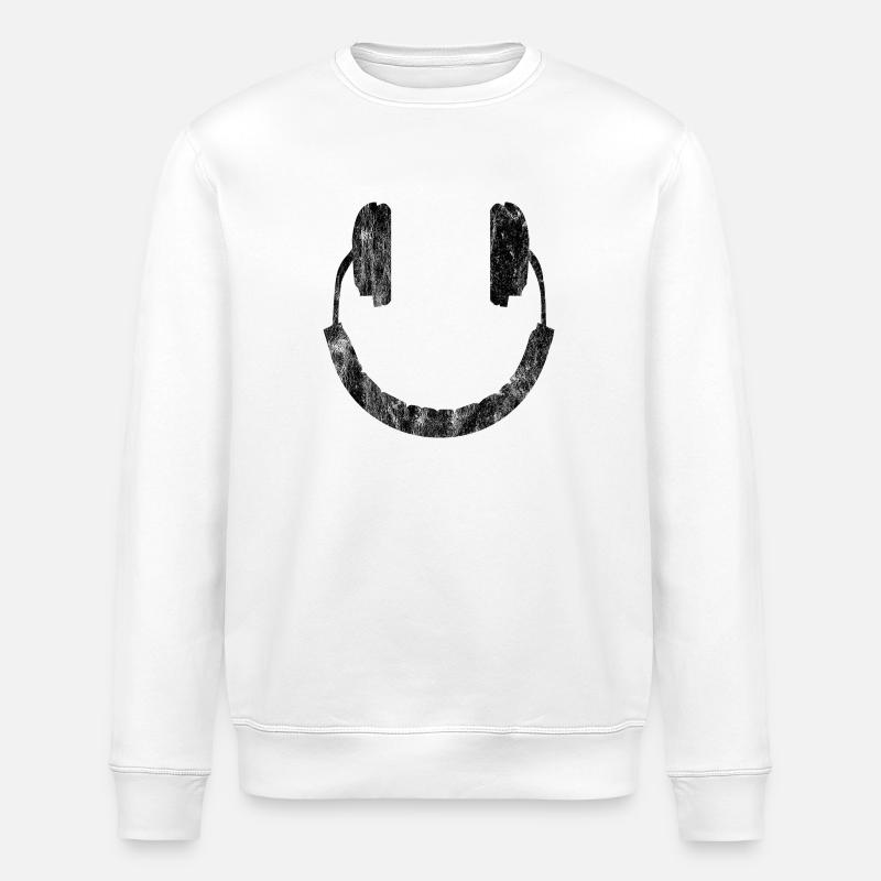 Musik - Kopfhörer - Smiley - Stanley/Stella Unisex Bio-Sweatshirt ROLLER - Weiß