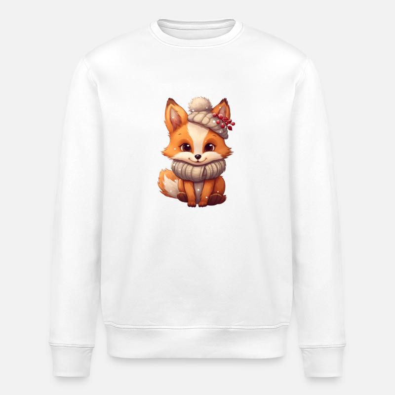 mignonne renarde hiver/noël - Sweat bio ROLLER Stanley/Stella Unisexe - blanc