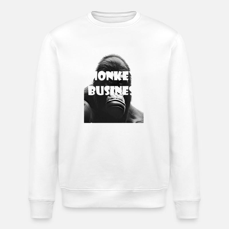 Monkey Business - Gorilla - Stanley/Stella ROLLER Unisex Organic Sweatshirt - white