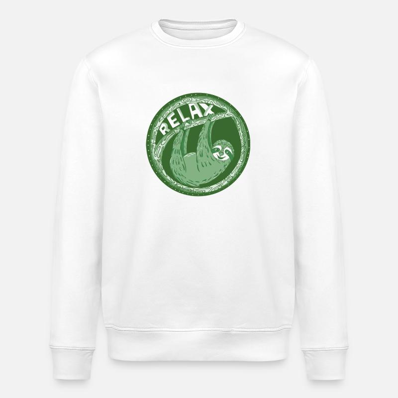 RELAX - pale green sloth - Stanley/Stella ROLLER Unisex Organic Sweatshirt - white