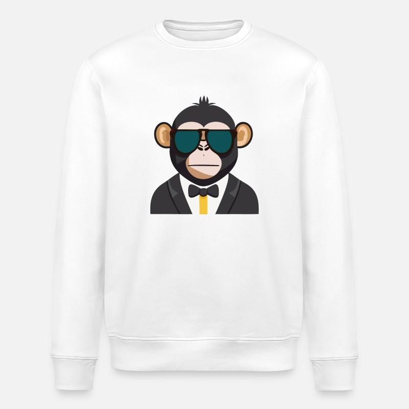 Singe en smoking - Sweat bio ROLLER Stanley/Stella Unisexe - blanc