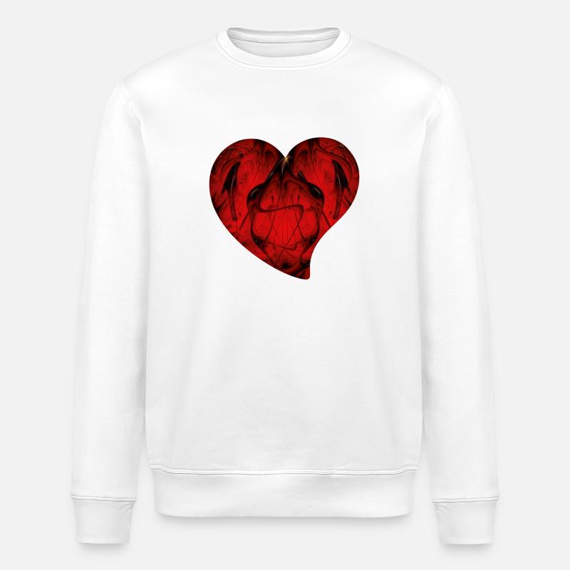 Fraktal - Rotes Herz - Stanley/Stella Unisex Bio-Sweatshirt ROLLER - Weiß