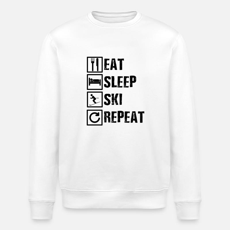 eat-sleep-ski-repeat - Stanley/Stella Unisex Bio-Sweatshirt ROLLER - Weiß