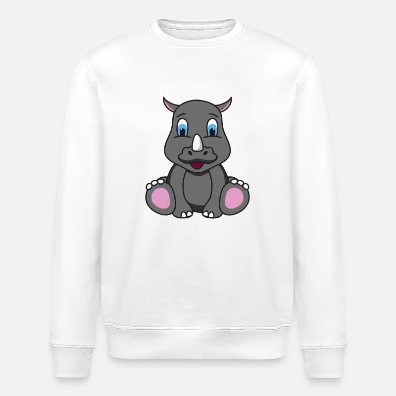 Nashorn Rhinozeros - Stanley/Stella Unisex Bio-Sweatshirt ROLLER - Weiß