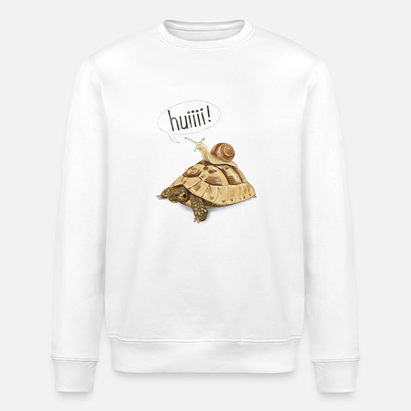 Schnecke im Geschwindigkeitsrausch – Schildkröte - Stanley/Stella Unisex Bio-Sweatshirt ROLLER - Weiß