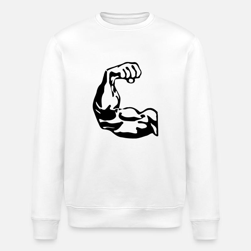 Bodybuilder Bizeps - Stanley/Stella Unisex Bio-Sweatshirt ROLLER - Weiß