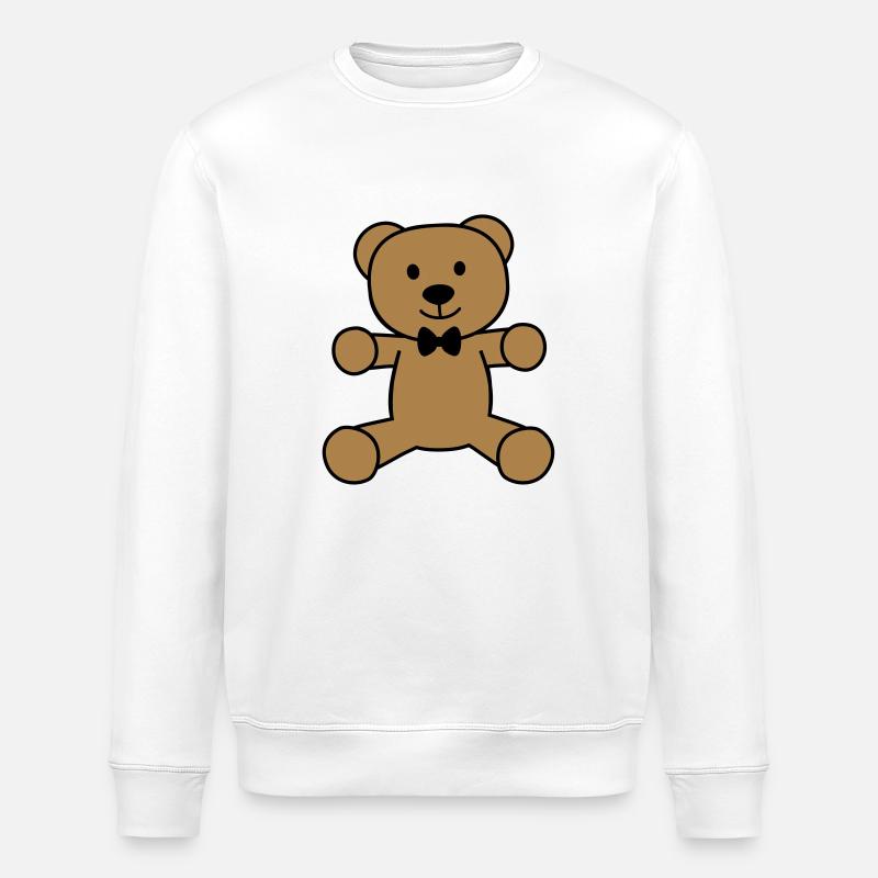 Teddybär mit Fliege - Stanley/Stella Unisex Bio-Sweatshirt ROLLER - Weiß