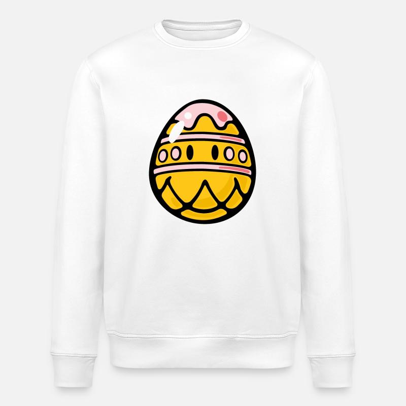 Smiley Easter Egg - Stanley/Stella ROLLER Unisex Organic Sweatshirt - white