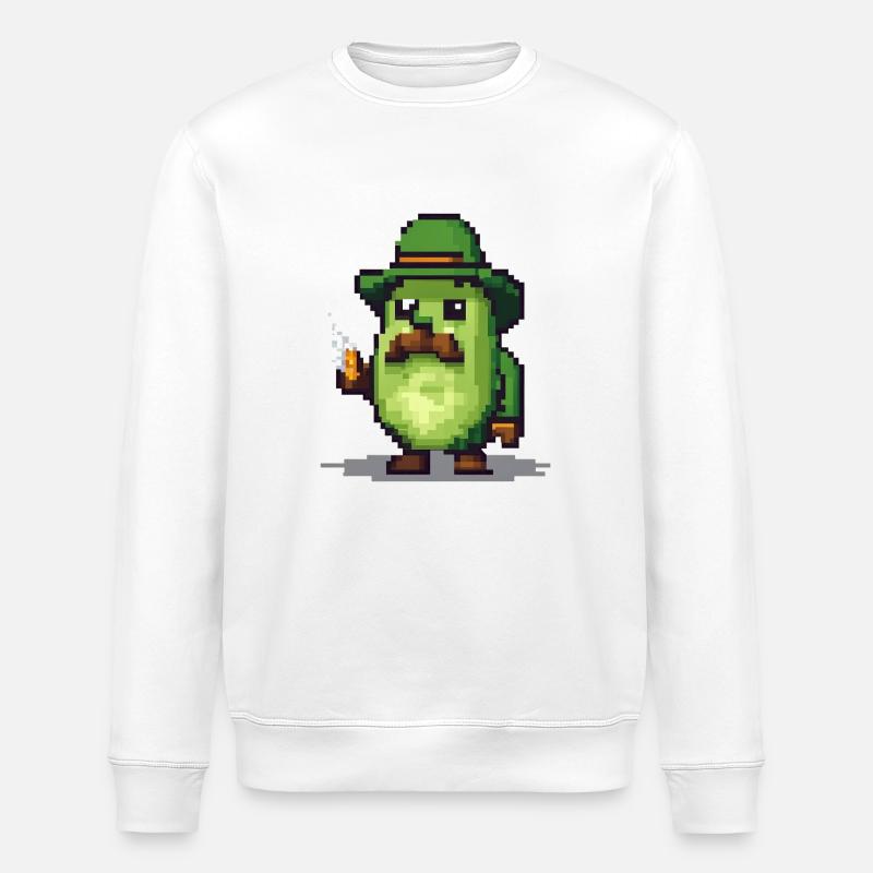 Avocado mit Schnurrbart - Stanley/Stella Unisex Bio-Sweatshirt ROLLER - Weiß