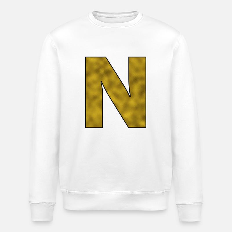 Lettre N Or - Sweat bio ROLLER Stanley/Stella Unisexe - blanc