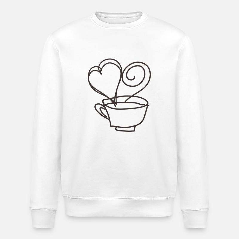 Kaffeetasse mit Herz gezeichnet - Stanley/Stella Unisex Bio-Sweatshirt ROLLER - Weiß