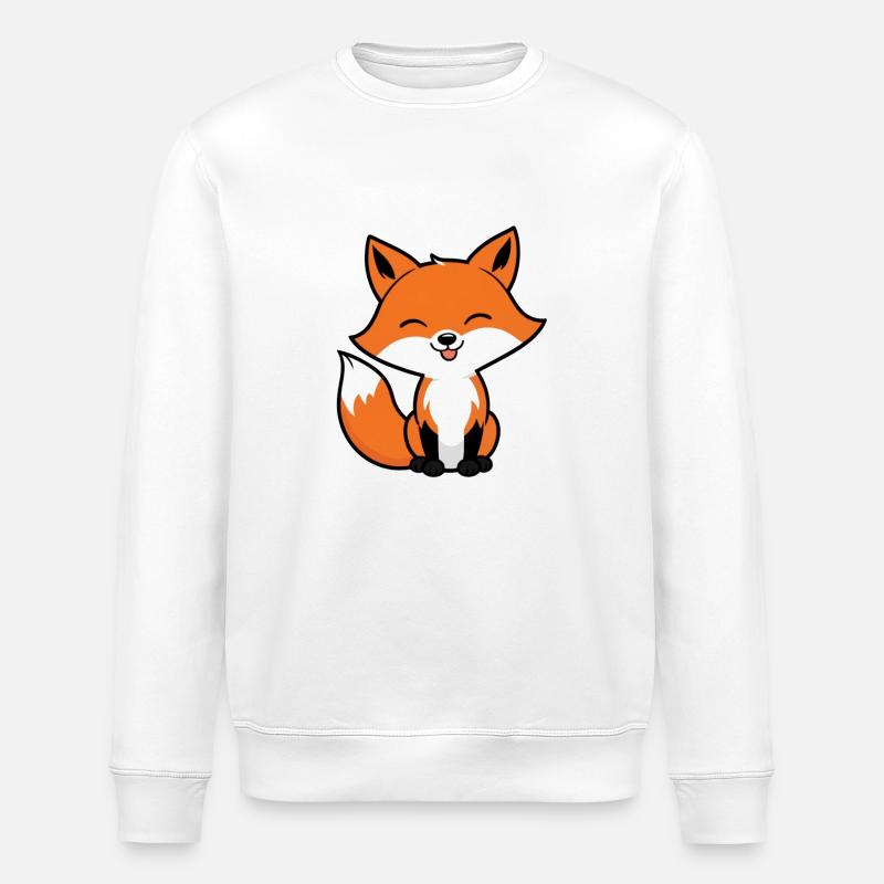 cute fox - Stanley/Stella ROLLER Unisex Organic Sweatshirt - white