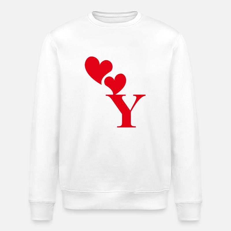 Buchstabe y rotes Herz - Stanley/Stella Unisex Bio-Sweatshirt ROLLER - Weiß
