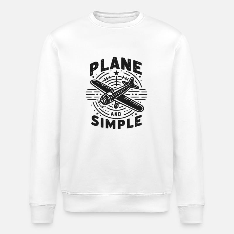Plane and Simple - Stanley/Stella ROLLER Unisex Organic Sweatshirt - white