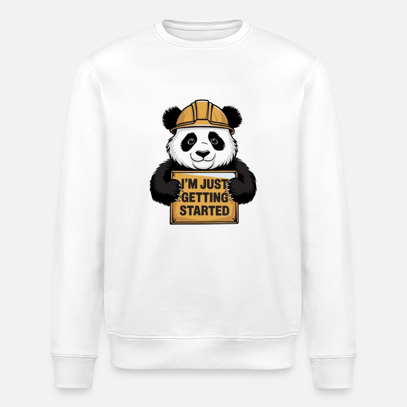 I'm Just Getting Started Panda - Stanley/Stella ROLLER Unisex Organic Sweatshirt - white