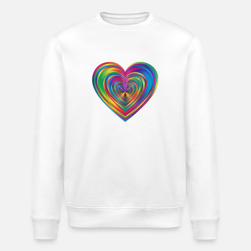 Rainbow Heart - Stanley/Stella ROLLER Unisex Organic Sweatshirt - white