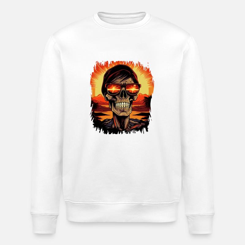 Birthday Present Dinosaur Skeleton Tshirts - Stanley/Stella ROLLER Unisex Organic Sweatshirt - white