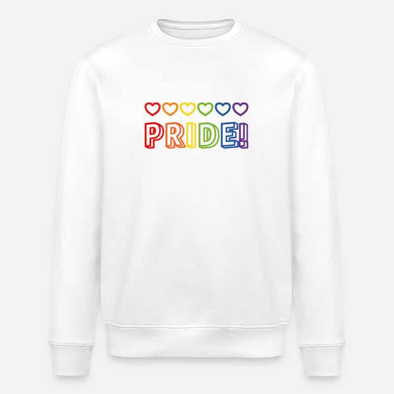 Pride Rainbow Hearts - Stanley/Stella ROLLER Unisex Organic Sweatshirt - white
