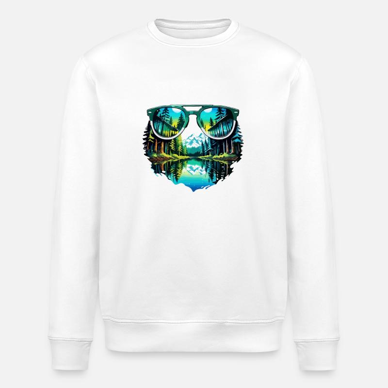 Sonnenbrille / Reflektion / Wald / Spiegelung - Stanley/Stella Unisex Bio-Sweatshirt ROLLER - Weiß