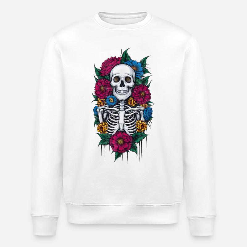 Squelette floral 2 - Sweat bio ROLLER Stanley/Stella Unisexe - blanc