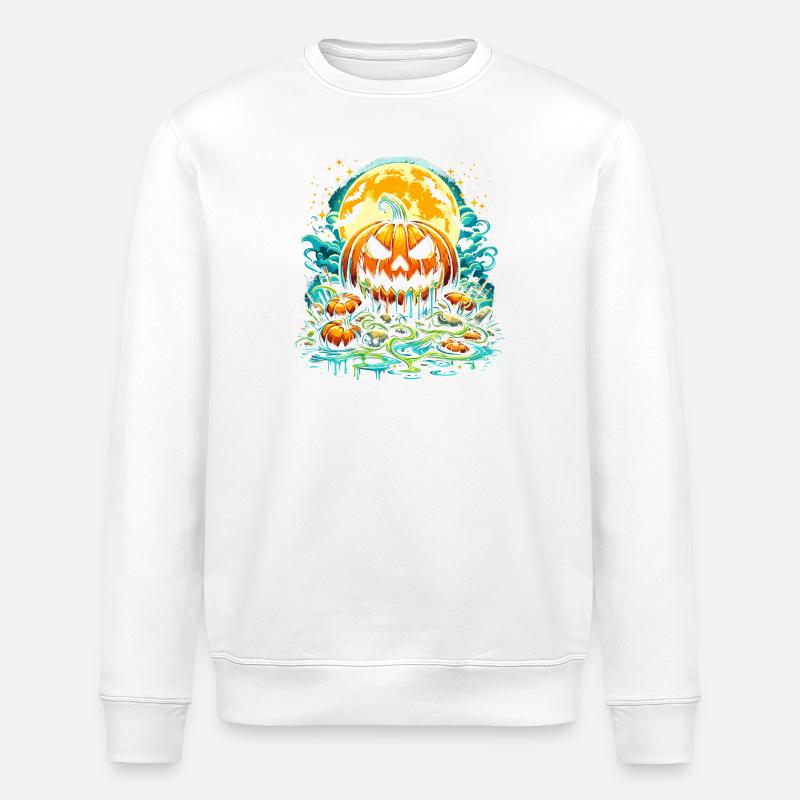 Citrouille Halloween - Sweat bio ROLLER Stanley/Stella Unisexe - blanc