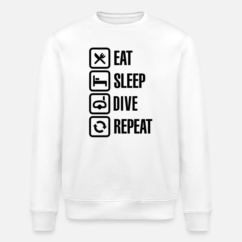 Eat Sleep Dive Repeat - Stanley/Stella ROLLER Unisex Organic Sweatshirt - white