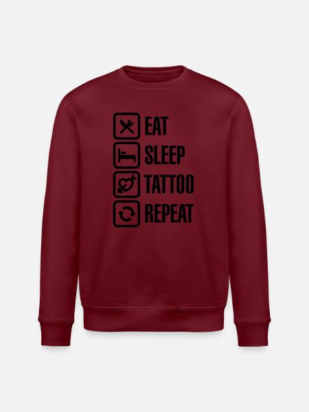 Eat - Sleep - Tattoo - Repeat - Stanley/Stella ROLLER Unisex Organic Sweatshirt - white