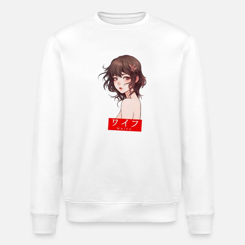 Anime-Charme mit Blütenakzent - Stanley/Stella Unisex Bio-Sweatshirt ROLLER - Weiß