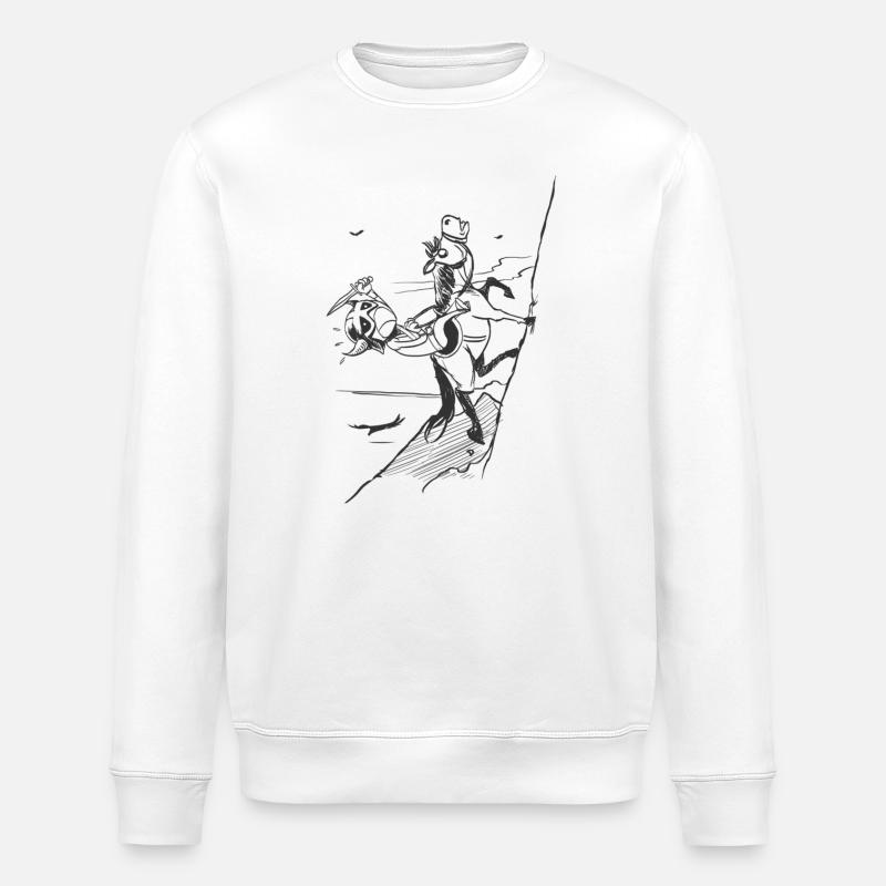 Cliff ascent — graphic silhouette - Stanley/Stella ROLLER Unisex Organic Sweatshirt - white