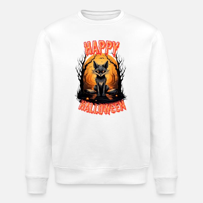 Fabulous Halloween fox with fire - Stanley/Stella ROLLER Unisex Organic Sweatshirt - white