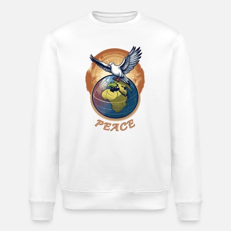 Weltfrieden auf der Erde - Stanley/Stella Unisex Bio-Sweatshirt ROLLER - Weiß