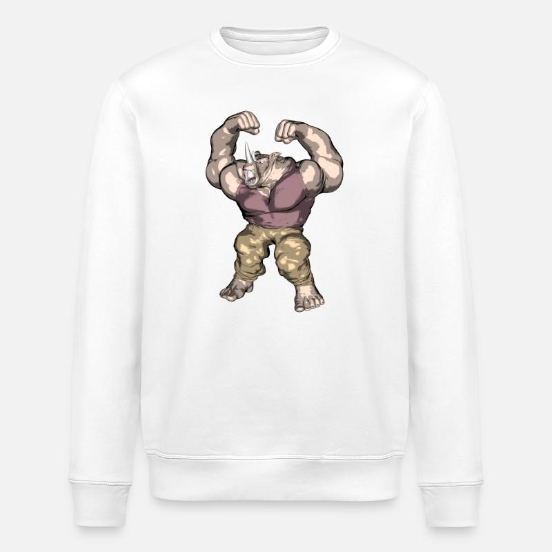 Ein anthropomorphes Nashorn - Stanley/Stella Unisex Bio-Sweatshirt ROLLER - Weiß