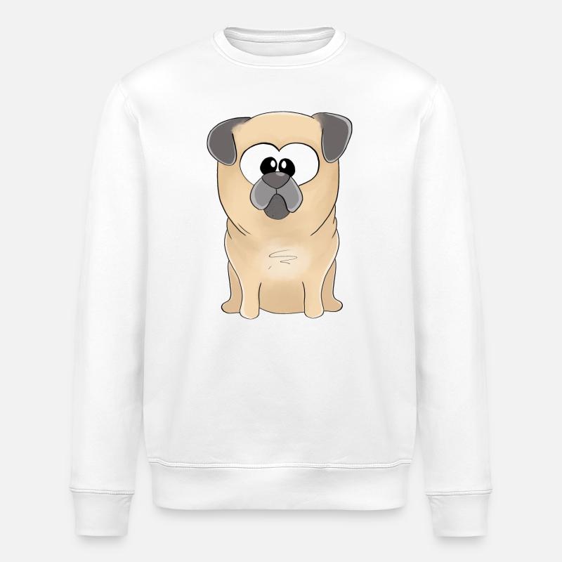 Mops Merlin - Stanley/Stella Unisex Bio-Sweatshirt ROLLER - Weiß