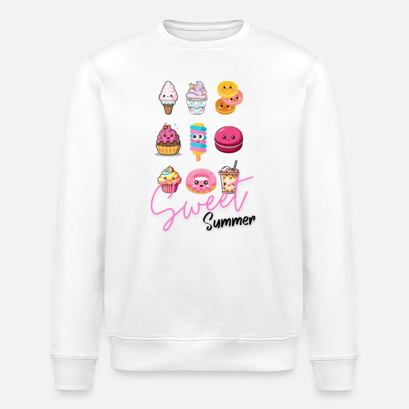 Sweet Happiness Makers – Cute Dessert Illustrations - Stanley/Stella ROLLER Unisex Organic Sweatshirt - white