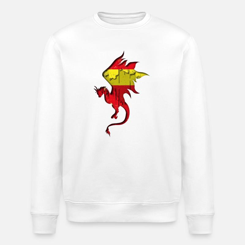 Flagge von Spanien - Spanien - Drachensilhouette - Stanley/Stella Unisex Bio-Sweatshirt ROLLER - Weiß