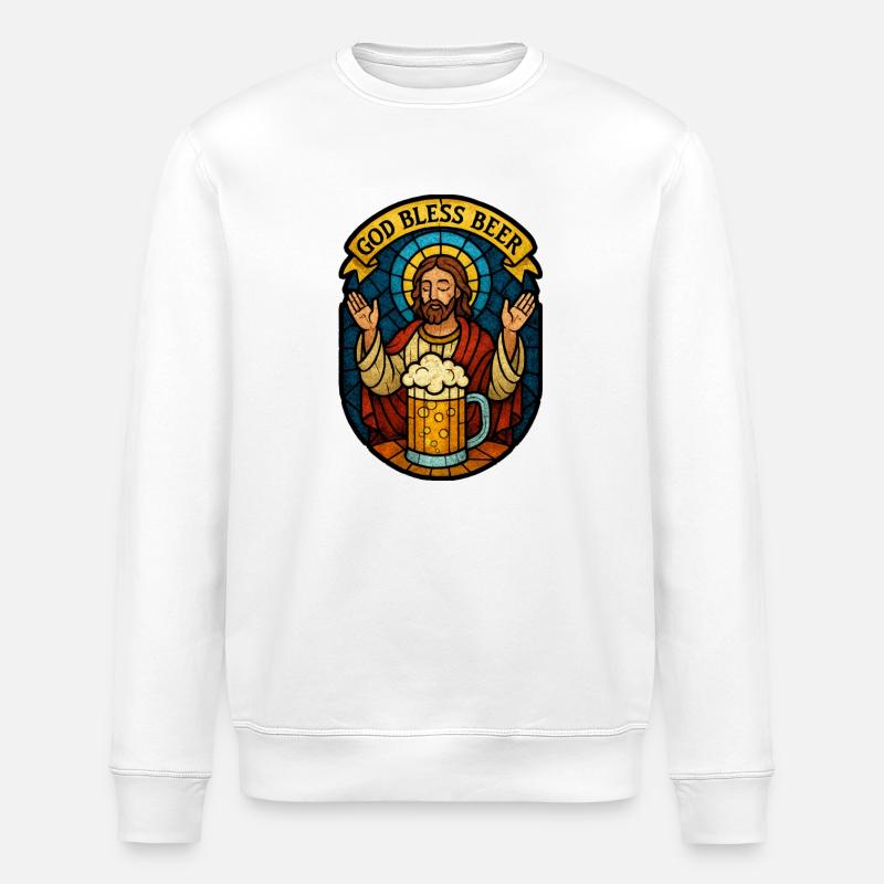 God Bless Beer - Sweat bio ROLLER Stanley/Stella Unisexe - blanc