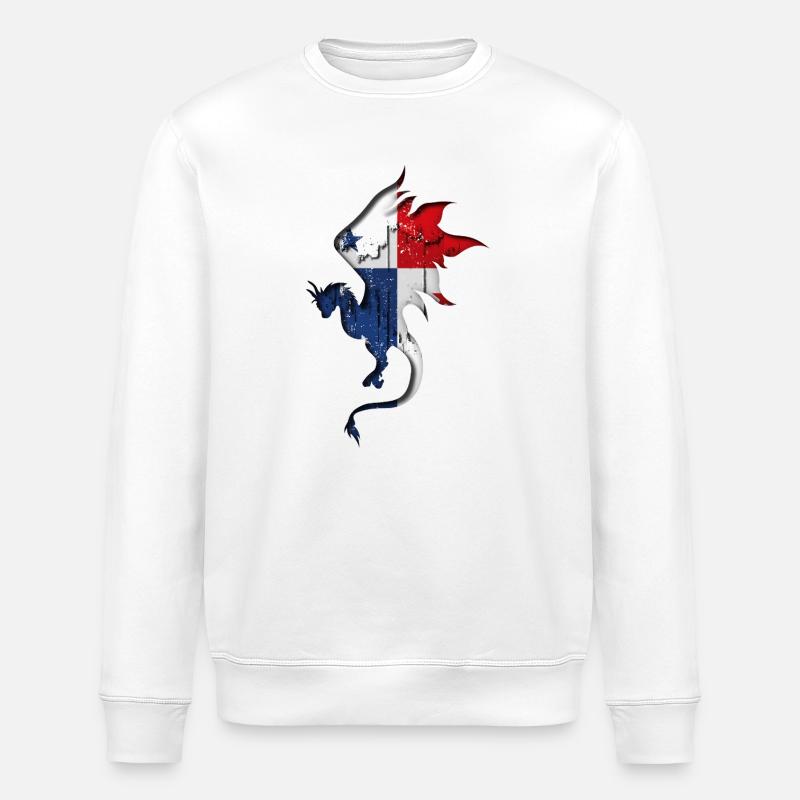 Panama Flagge - Drachen Silhouette - Stanley/Stella Unisex Bio-Sweatshirt ROLLER - Weiß
