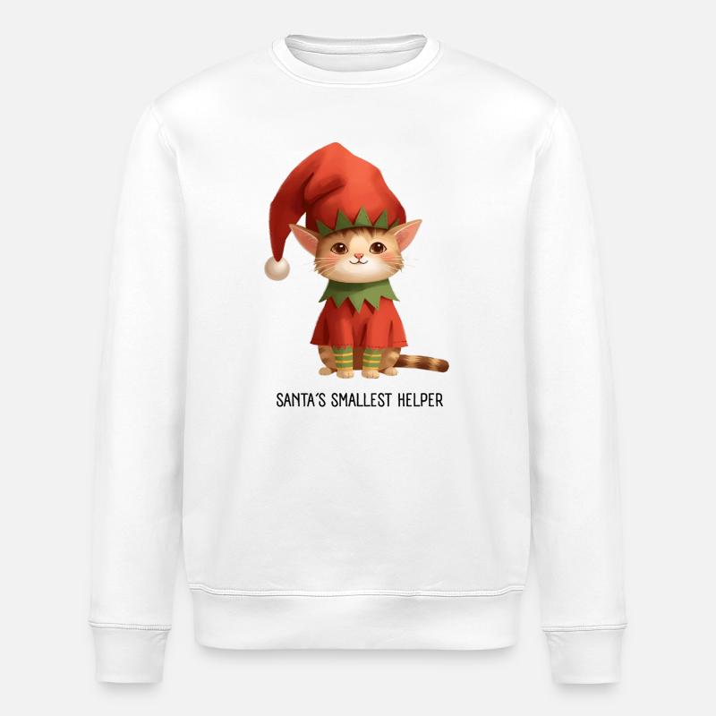 Verspielter Weihnachtskätzchen-Print - Stanley/Stella Unisex Bio-Sweatshirt ROLLER - Weiß