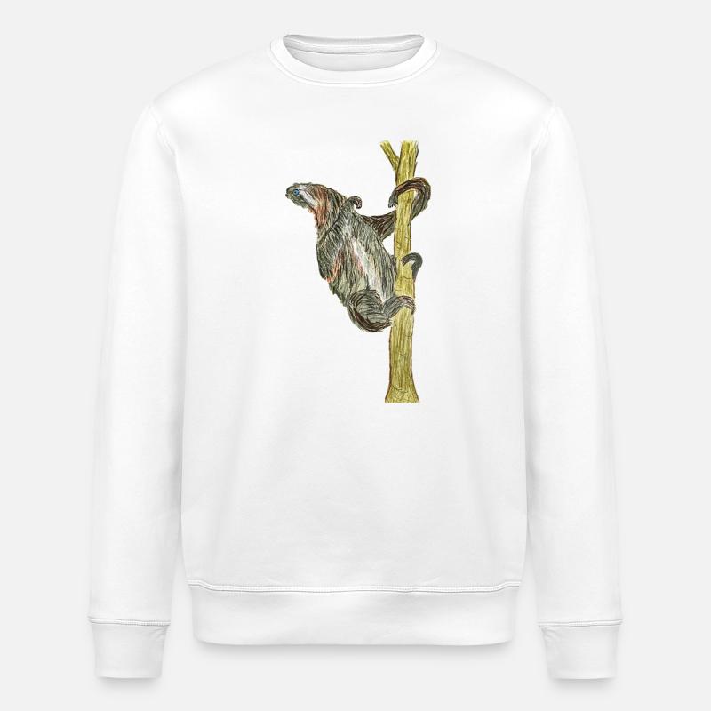 Monkey artwork on tree - Stanley/Stella ROLLER Unisex Organic Sweatshirt - white