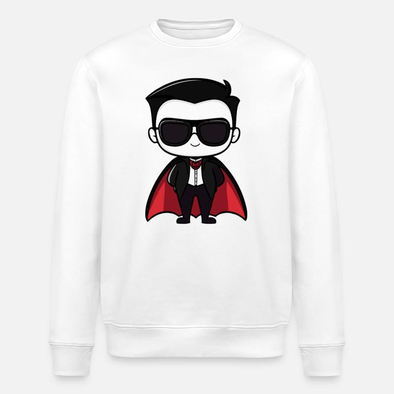 Vampirischer Held Cartoon Design - Stanley/Stella Unisex Bio-Sweatshirt ROLLER - Weiß