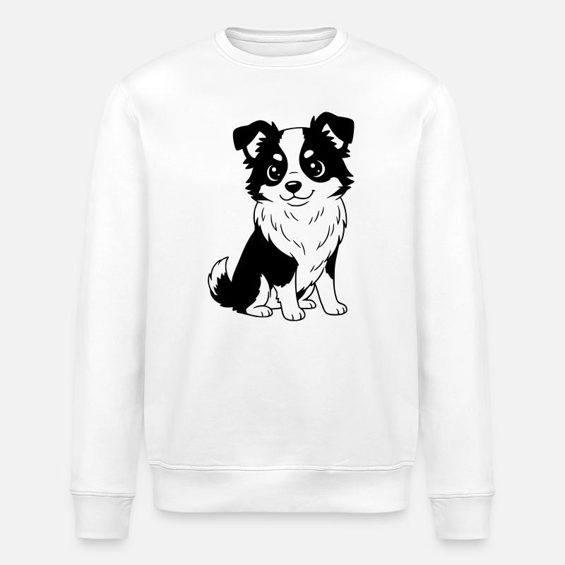 Australian Shepherd - Aussi - schwarzweiß - Stanley/Stella Unisex Bio-Sweatshirt ROLLER - Weiß