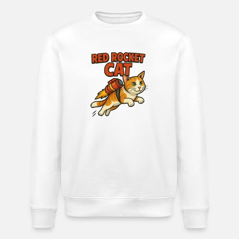 Logo du chat fusée rouge - Sweat bio ROLLER Stanley/Stella Unisexe - blanc