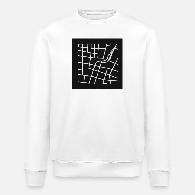 Geometrischer Stadtplan mit Linie - Stanley/Stella Unisex Bio-Sweatshirt ROLLER - Weiß