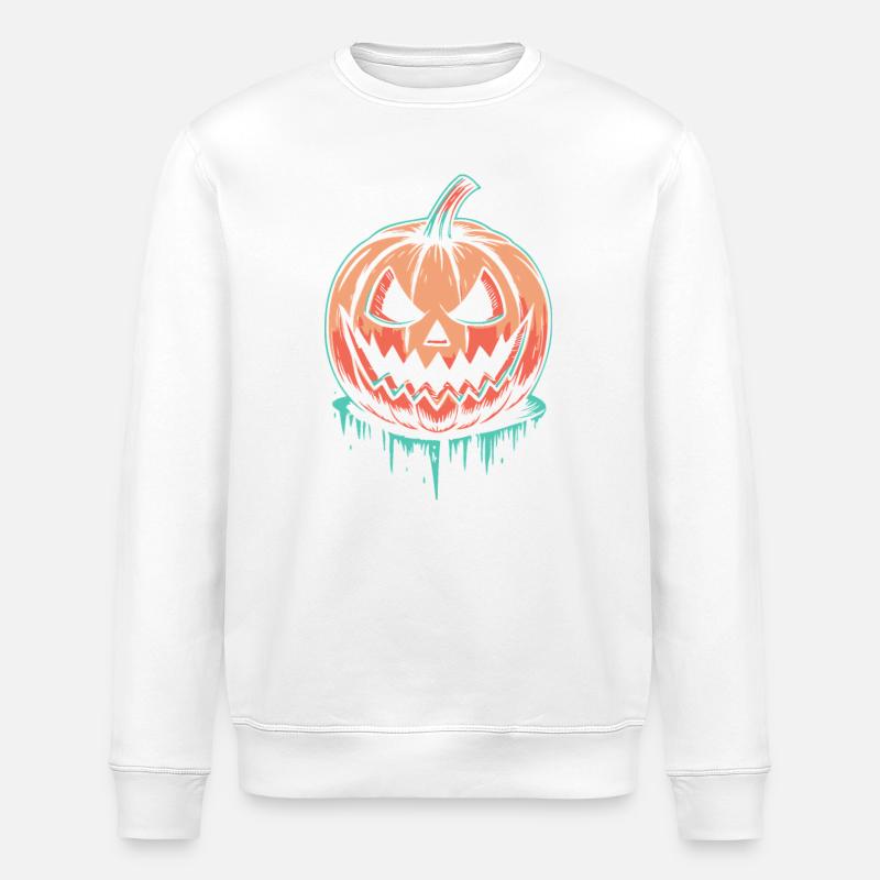 Kürbis Neon Graffiti Halloween - Stanley/Stella Unisex Bio-Sweatshirt ROLLER - Weiß