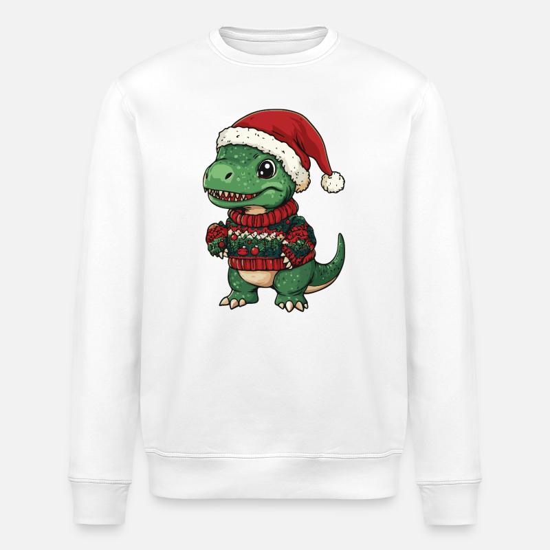 Dinosaurier T-Rex Weihnachten - Stanley/Stella Unisex Bio-Sweatshirt ROLLER - Weiß