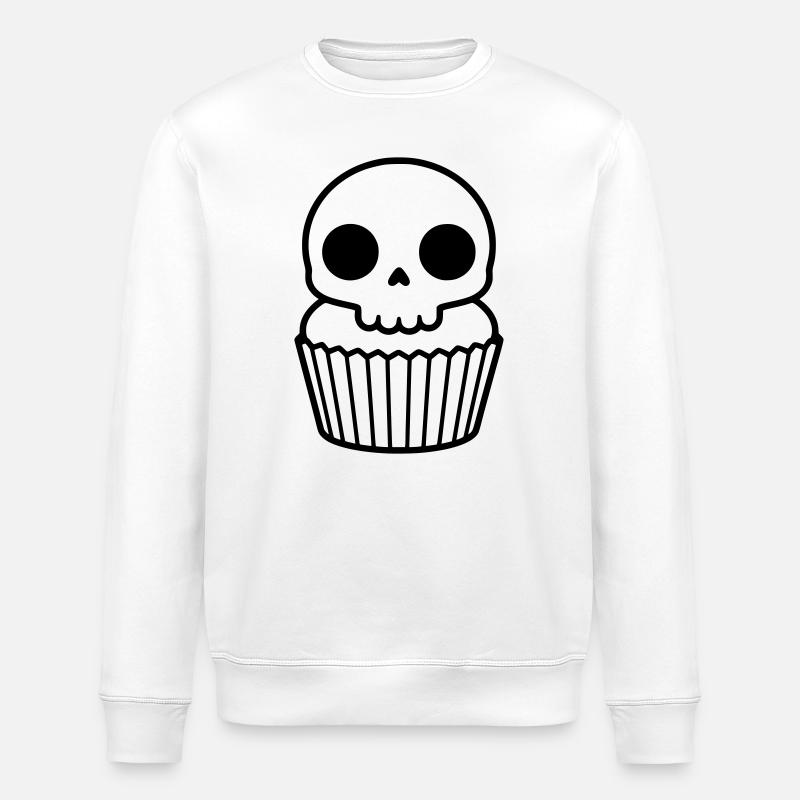Spooky Cupcake | Halloween Skull - Stanley/Stella ROLLER Unisex Organic Sweatshirt - white