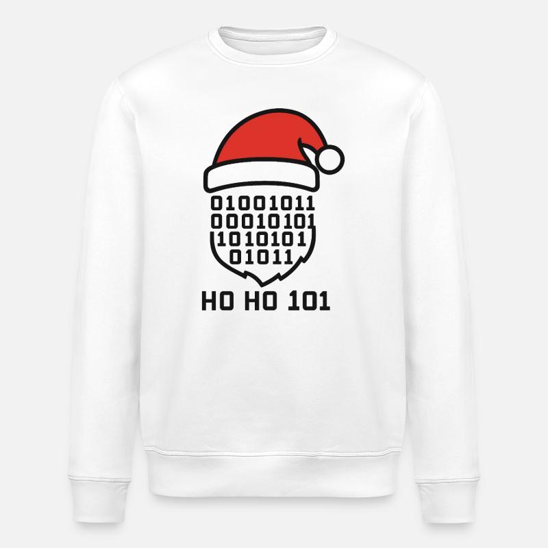 Christmas Code with Santa Hat - Stanley/Stella ROLLER Unisex Organic Sweatshirt - white