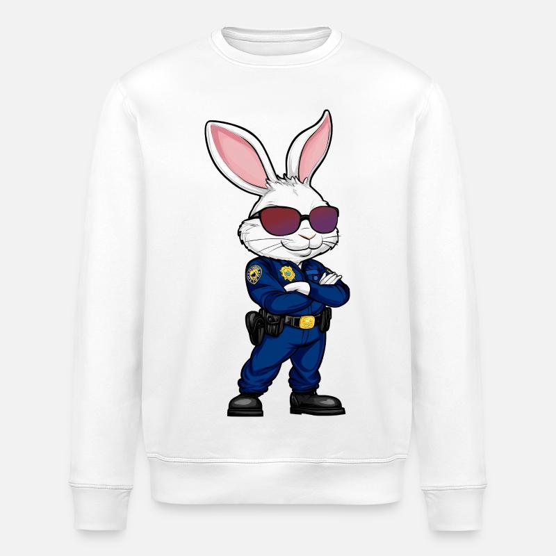 Hase Polizist - Stanley/Stella Unisex Bio-Sweatshirt ROLLER - Weiß